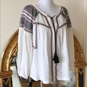 Maje peasant top with embroidery detail.